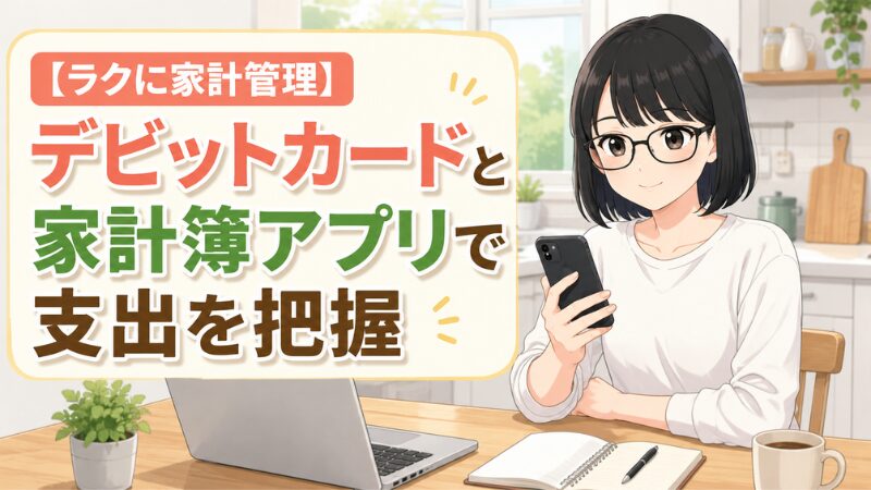 デビットカードと家計簿アプリで支出を把握。スマホの画面を見る女性