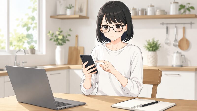 スマホアプリを操作する女性