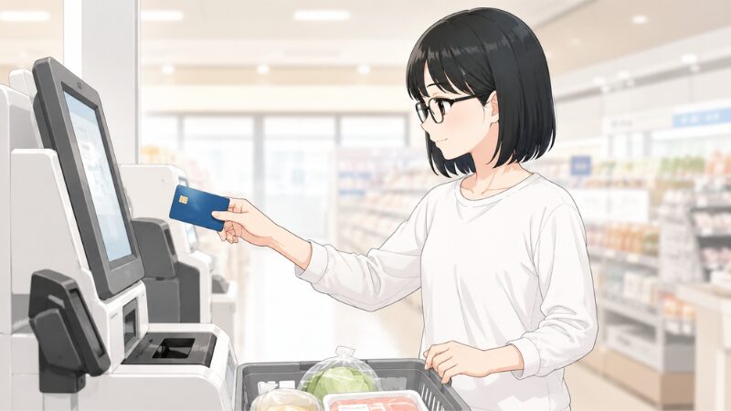 買い物でカードを使う様子