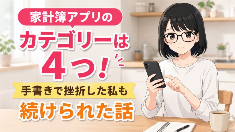 家計簿アプリのカテゴリーは4つ!手書きで挫折した私も続けられた